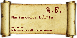 Marianovits Béla névjegykártya